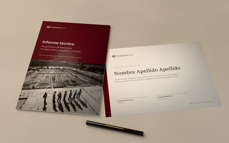 Informe técnico de diagnóstico de línea base y certificado de capacitación con la identidad de Prudentia Safe
