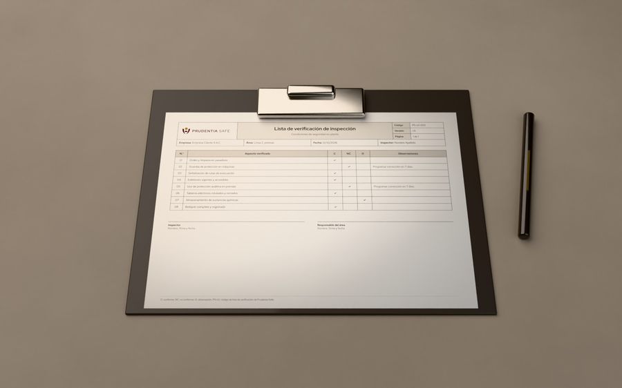 Lista de verificación de inspección sujeta a un portapapeles